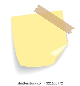 Yellow square sticker on white background