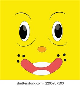 cuadrado amarillo sorprendió la expresión facial vector eps10