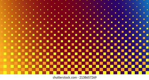 Cuadrados amarillos sobre un fondo de gradiente multicolor.  Para el diseño de envases, tiendas, antecedentes para banners de sitios web. Ilustración vectorial.