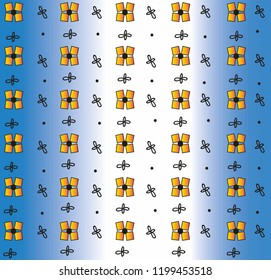 yellow squares on white and blue background