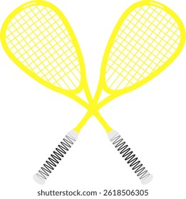 Yellow Squash Rackets Crossed Vector Illustration