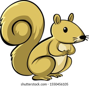 Yellow squirrel on white background illustration