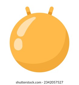 Yellow stability or exercise ball vector illustration. Equipment for working out or exercising isolated on white background. Sports, healthy lifestyle, fitness concept