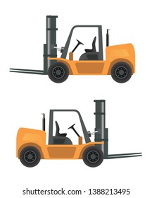 Yellow stacker loader on white background