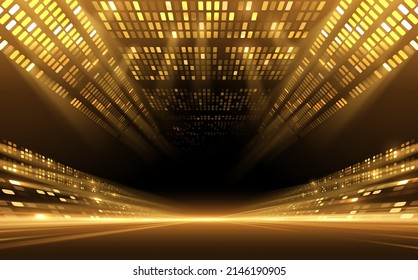 Yellow stadium lights with rays background