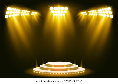 Yellow stage lighting background with spotlight vector illustration