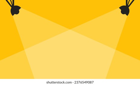 yellow stage spotlight flat vector illustration background with simple design