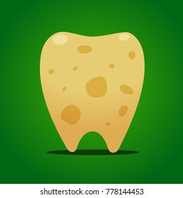 The yellow stained tooth. Isolated Vector illustration