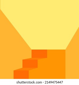 escalera amarilla con la que hay luz sobre un fondo amarillo