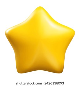 Yellow star 3d vector icon. Customer rating feedback, rang, rating, achievements