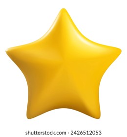 Yellow star 3d vector icon. Customer rating feedback, rang, rating, achievements