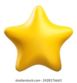 Yellow star 3d vector icon. Customer rating feedback, rang, rating, achievements