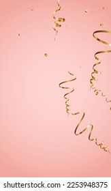 Fondo rosa del vector de resumen de estrella amarilla. Plantilla de streaming de partido. Diseño brillante espiral. Invitación de Papel Dorado.