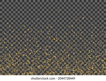 Yellow Star Background  Transparent Vector. Stars Xmas Template. Golden Greeting. Reflection Texture. Bright Spark Flare.