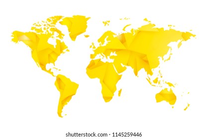 Estrella amarilla en blanco mapa mundial