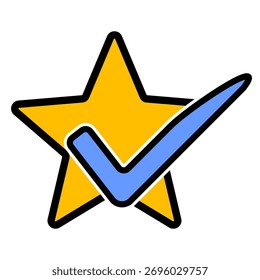 Yellow Star with Blue Check Mark Icon