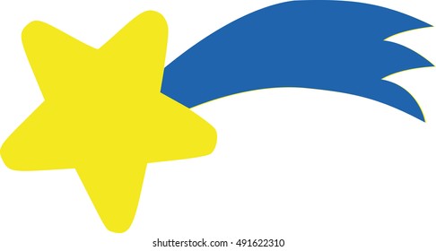 Yellow star with blue tail - falling star