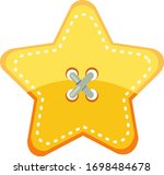 Yellow star button on white background illustration
