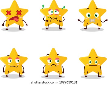 Yellow star cartoon character with nope expression. Vector illustration
