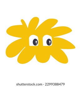 Yellow Star Cartoon Emoji Face Character  Two eye. Vector Illustration Isolated On White Background