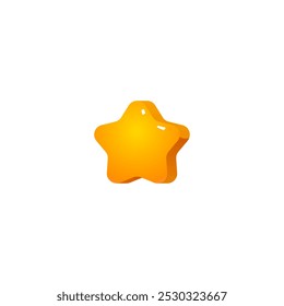 Yellow star cartoon style vector icon. Golden rating star. Level map game props. Decoration for holiday festive isolated design element. Glossy badge of positive feedback or best award