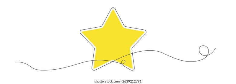Yellow Star with Continuous Line Drawing. Ideal for creative and educational use. Vector