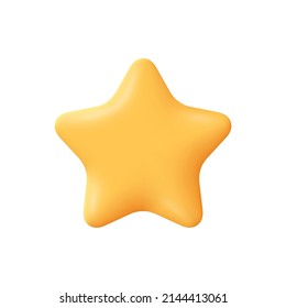 Yellow star. Customer rating feedback, rang, rating, achievements and decor concept. 3d vector icon. Cartoon minimal style.