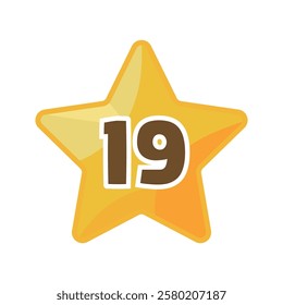 Yellow star cute number 19