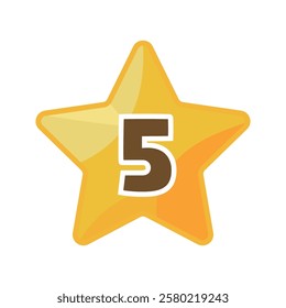 Yellow star cute number 5