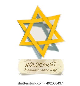 yellow Star of David and Holocaust Remembrance Day vector illustration