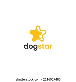 Yellow Star Dog Head logo design vector