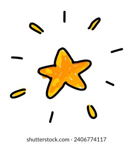 Yellow star doodle In white background
