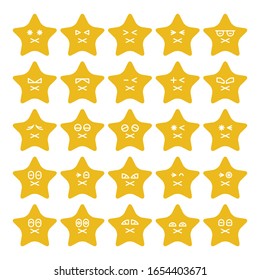 yellow star emoticon icons vector set