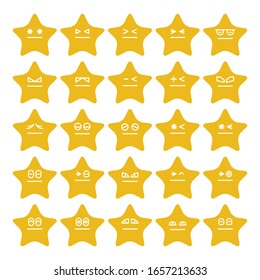 yellow star emoticon icons vector set