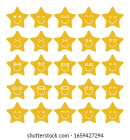 yellow star emotions, emoji set