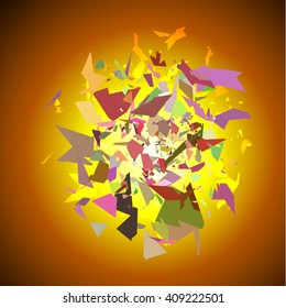 yellow star explosion fragments