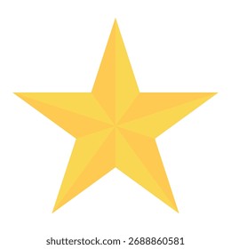 Estrella amarilla con las facetas, aisladas en blanco, minimalismo