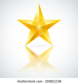 Yellow star of five points on white background.