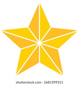 Yellow star flat icon isolated on white background.