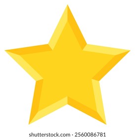 Yellow star flat vector icon isolated on white background.