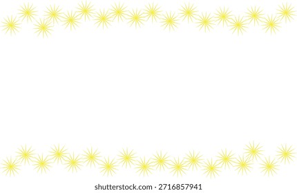 Yellow Star Frame Border on White Background. Decorative frame made of small yellow stars forming a horizontal border on a white background. Suitable for children’s designs, invitations, greeting cards, posters, banners, education materials, and festive layouts.