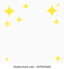 Yellow star glitter icons. Flat asterisks, pattern. Vector elements on isolated white background.