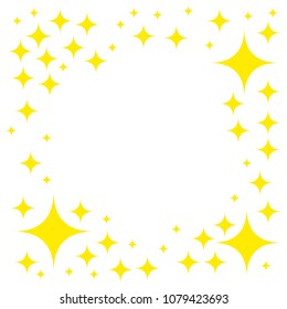 Yellow star glitter icons. Flat asterisks, pattern. Vector elements on isolated white background.