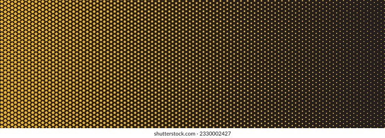 Yellow star halftone dots effect in black and white color. Halftone effect. 