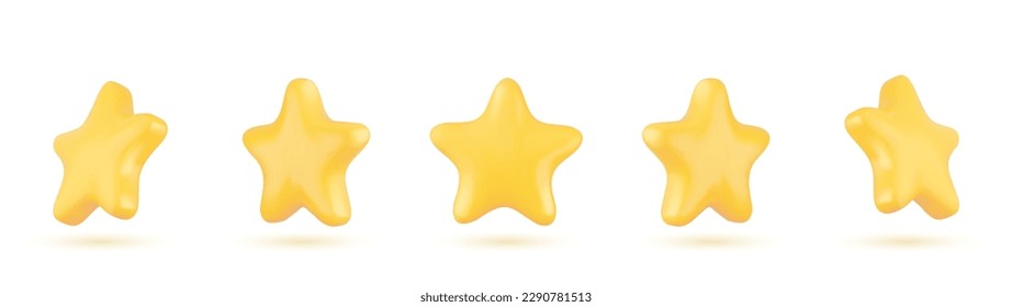 yellow star icon in cartoon 3d style isolated on white background. Vector illustration