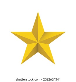 Yellow Star Icon Isolated On White Background. 3D. Vector Illustration