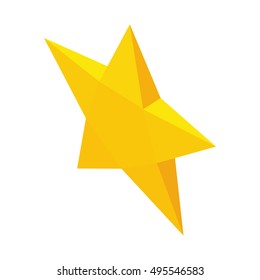 Yellow star icon in isometric 3d style isolated on white background vector illustration