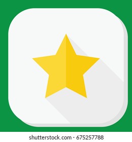 Yellow star icon with long shadow. Modern simple flat sign. Internet concept. Trendy vector symbol for website, web button.