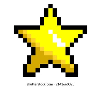 yellow star icon Pixel Art isolated on white Background. Vector illustration.