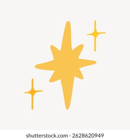 Ícone de estrela amarela com três pontos, simbolizando brilho e brilho. Design simples e minimalista com foco em estrelas e brilho. Ideal para projetos criativos. Vetor de ilustração Starburst.